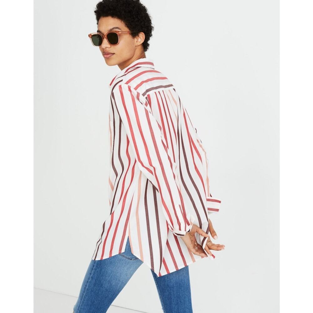 Madewell Women's XS Striped Button-Up Shirt Long Sleeve Casual Relaxed Fit - Picture 2 of 10